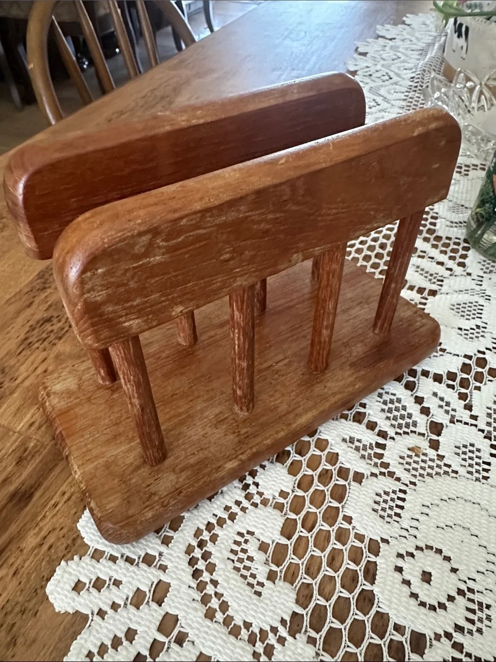 Vintage 70’s Wooden Paper Towel/Utensil Holder - Brown